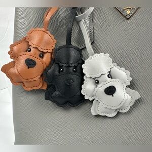 Vegan Leather Dog Charm Accessory Keychain. Bag or Key Charm Poodle Doodle Puppy